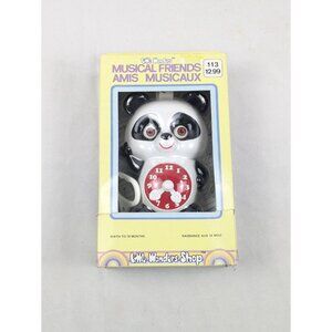 Vtg Little Wonders Shop Musical‎ Friends Panda Bear Clock Pull String Baby Toy